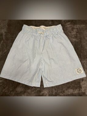 abercrombie kids seersucker Light Blue Stripes swim trucks size 9-10